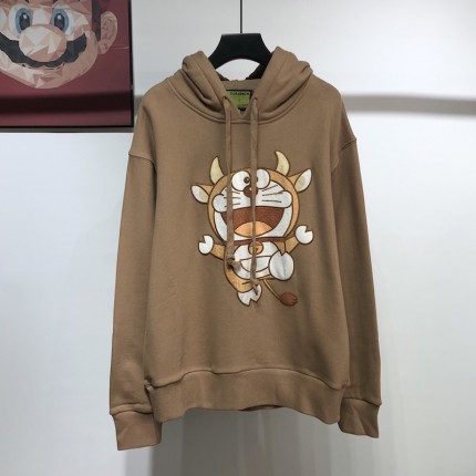 Doraemon x Gucci hooded sweatshirt Brown