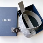 Dior Diamond Canvas Reversible Belt w/ CD Diamond Buckle 40 MM Gray