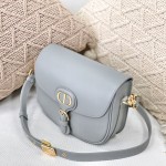 Medium Dior Bobby Bag Grey Box Calfskin