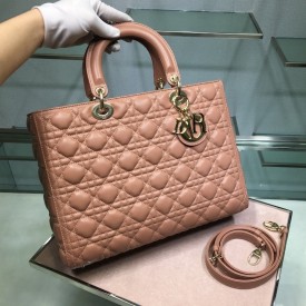 Dior Lady Dior Lambskin Bag Tan