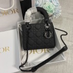 Mini Lady Dior Bag Black Ultramatte Cannage Calfskin