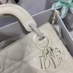 Mini Lady Dior Bag White Ultramatte Cannage Calfskin