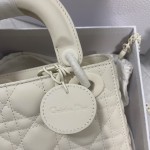 Mini Lady Dior Bag White Ultramatte Cannage Calfskin