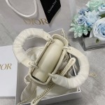 Mini Lady Dior Bag White Ultramatte Cannage Calfskin