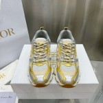 Dior Chrono Sneaker Beige Mesh with Gold-Tone and Silver-Tone Laminated