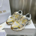 Dior Chrono Sneaker Beige Mesh with Gold-Tone and Silver-Tone Laminated