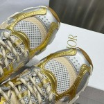 Dior Chrono Sneaker Beige Mesh with Gold-Tone and Silver-Tone Laminated