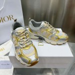 Dior Chrono Sneaker Beige Mesh with Gold-Tone and Silver-Tone Laminated