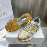 Dior Chrono Sneaker Beige Mesh with Gold-Tone and Silver-Tone Laminated