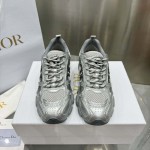 Dior Chrono Sneaker Gray Mesh with Silver-Tone Laminated