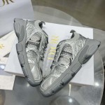 Dior Chrono Sneaker Gray Mesh with Silver-Tone Laminated