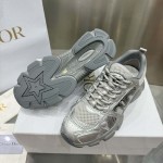 Dior Chrono Sneaker Gray Mesh with Silver-Tone Laminated