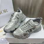 Dior Chrono Sneaker Gray Mesh with Silver-Tone Laminated