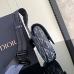 Dior Saddle Bag Navy Blue CD Diamond Canvas and Smooth Calfskin