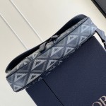 Dior Saddle Bag Navy Blue CD Diamond Canvas and Smooth Calfskin