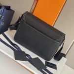 Dior Saddle Bag with Strap Black Grained Calfskin