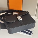 Dior Saddle Bag with Strap Black Grained Calfskin