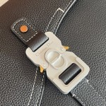 Dior Saddle Bag with Strap Black Grained Calfskin