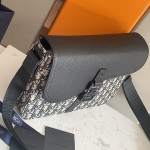 Dior Saddle Bag with Strap Beige and Black Dior Oblique Jacquard