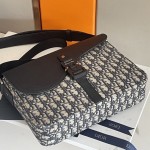 Dior Saddle Bag with Strap Beige and Black Dior Oblique Jacquard