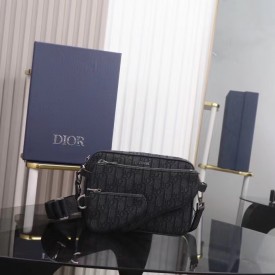 Dior Saddle Triple Pouch Black Dior Oblique Jacquard