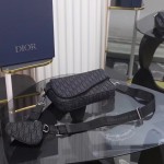 Dior Saddle Triple Pouch Black Dior Oblique Jacquard