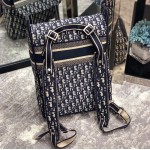 Dior Embroidered Canvas Backpack Blue