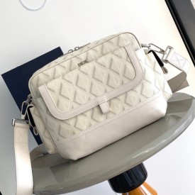 Dior Hit The Road Messenger Bag White CD Diamond Canvas