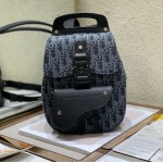 Dior Oblique Jacquard Mini Saddle Backpack Black