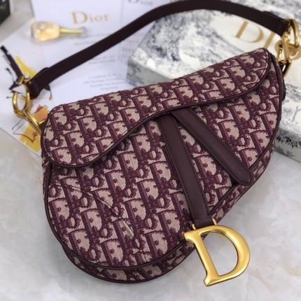 Dior Oblique Saddle Bag Burgundy