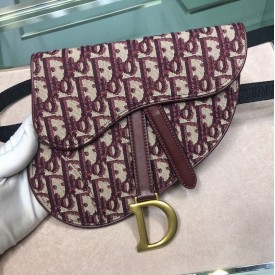 Dior Oblique Saddle Belt Bag Red