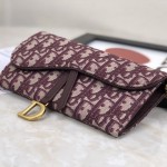 Dior Oblique Saddle Wallet Burgundy