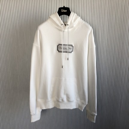 Dior Relaxed-Fit Hooded Sweatshirt White Organic Cotton Fleece