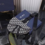 Dior Saddle Bag Black and Beige Dior Oblique Jacquard