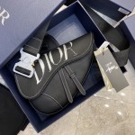 Dior Saddle Bag Black Grained Calfskin with DIOR AND SHAWN Signature