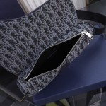 Dior Saddle Bag Black and Blue Dior Oblique Jacquard