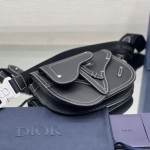 Dior SADDLE POUCH Black Grained Calfskin