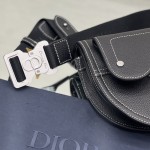 Dior SADDLE POUCH Black Grained Calfskin