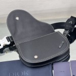 Dior SADDLE POUCH Black Grained Calfskin