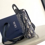 Dior Saddle Vertical Pouch with Strap Beige and Black Dior Oblique Jacquard