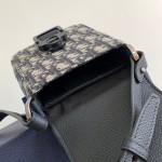 Dior Saddle Vertical Pouch with Strap Beige and Black Dior Oblique Jacquard