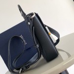 Dior Saddle Vertical Pouch with Strap Black Grained Calfskin