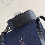 Dior Saddle Vertical Pouch with Strap Black Grained Calfskin