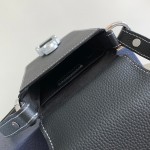 Dior Saddle Vertical Pouch with Strap Black Grained Calfskin