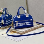 Small Dior Vibe Zip Bowling Bag Blue