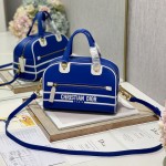 Small Dior Vibe Zip Bowling Bag Blue