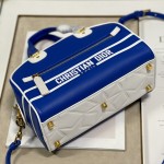 Small Dior Vibe Zip Bowling Bag Blue