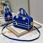 Small Dior Vibe Zip Bowling Bag Blue