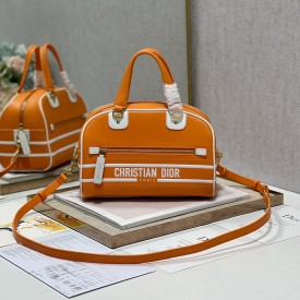 Small Dior Vibe Zip Bowling Bag Orange