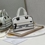 Small Dior Vibe Zip Bowling Bag White